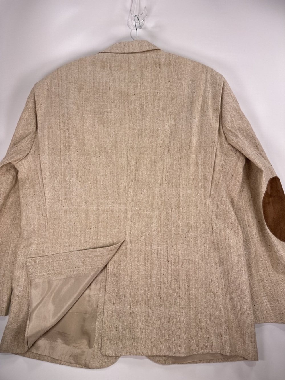 Orvis Vintage Suede Elbow Patch Blazer Hopsack Wool Blend Tan 46L - Picture 4 of 16